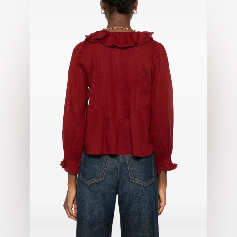 DÔEN Hardy Ruffled Blouse in Burgundy L - Picture 9 of 11